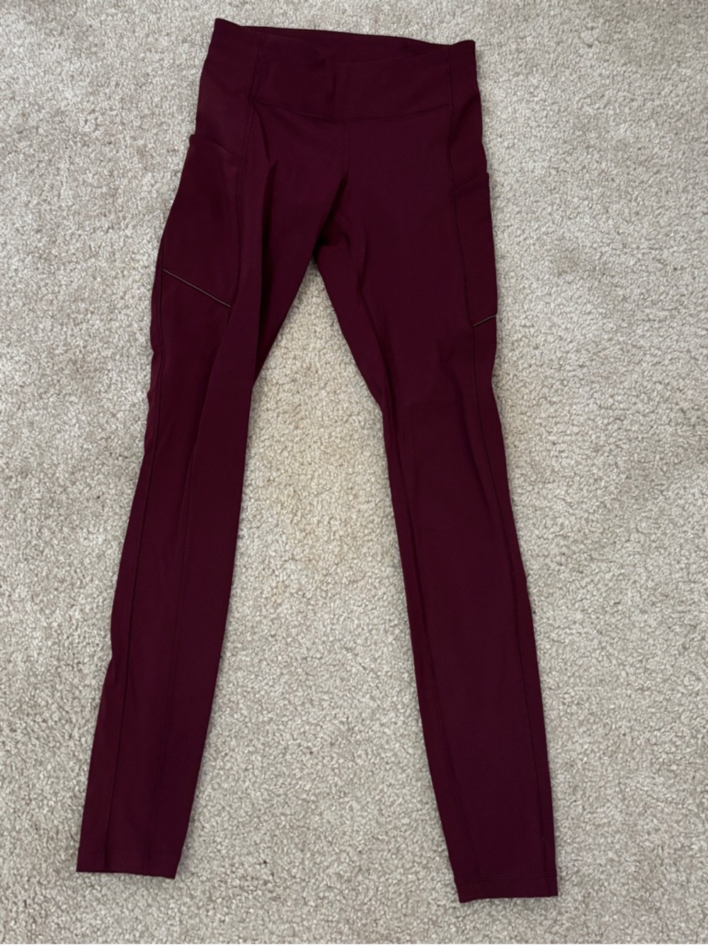 High-Waist Wine Red Leggings